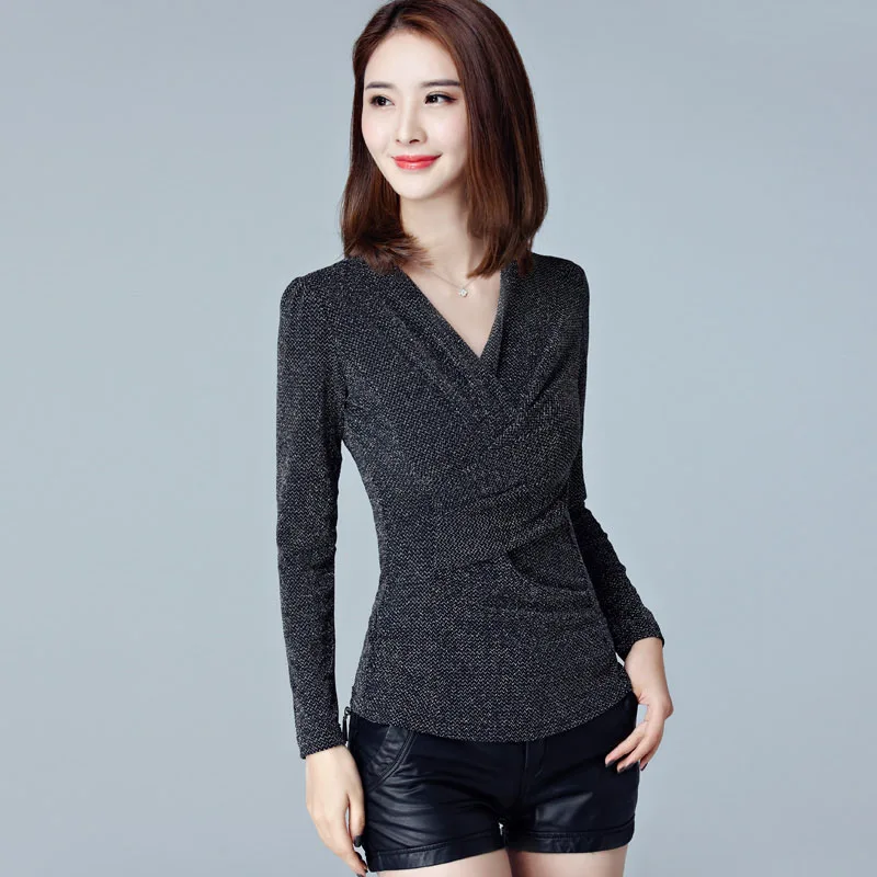 chesmono thin Blouse Shirts Women Plus Size Casual knit