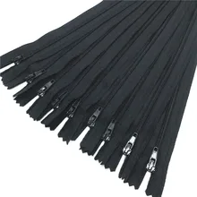 10 Uds. Cremalleras de nailon de color negro 3 # cerradas para manualidades de costura a medida (6-24 pulgadas) 15-60CM