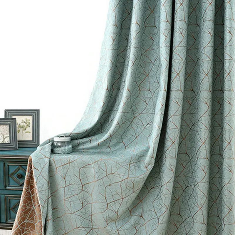 

Modern Chenille Blackout Curtains Double-sided Tree Stripes Pattern Jacquard Curtains for Bedroom Window Simple Style