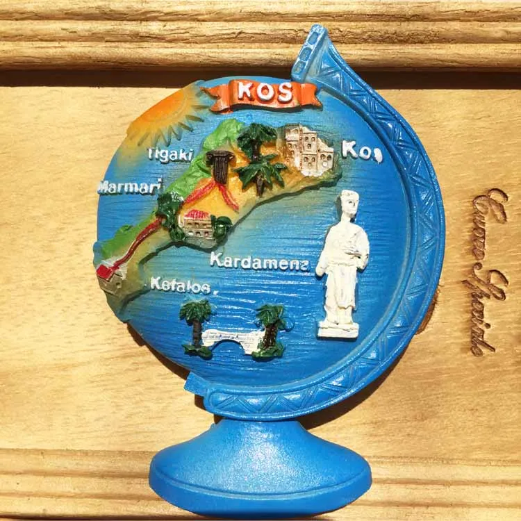 

the Greek tourism souvenir refrigerator magnet globe KOS Fridge Magnets