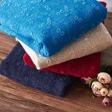 Хлопок и лен толстый двойной слой вышивка цвета слоновой кости белый/синий ткань осень ткань для юбки платья tissu doux tela suave 0,5 м