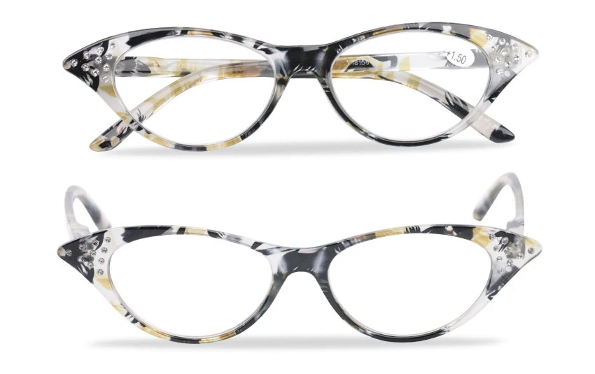 SOOLALA очки для чтения «кошачий глаз» женские Кристальные оправы для очков диоптрийные Дамские очки для дальнозоркости+ 1,0 1,25 1,5 1,75 до 3,5