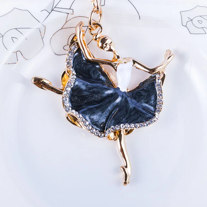 

Fashion Ballerina Crystal Keychain Trinket Rhinestone Car Key chain Bag Charm Women's Key ring Girls Keys cars accessories J3135