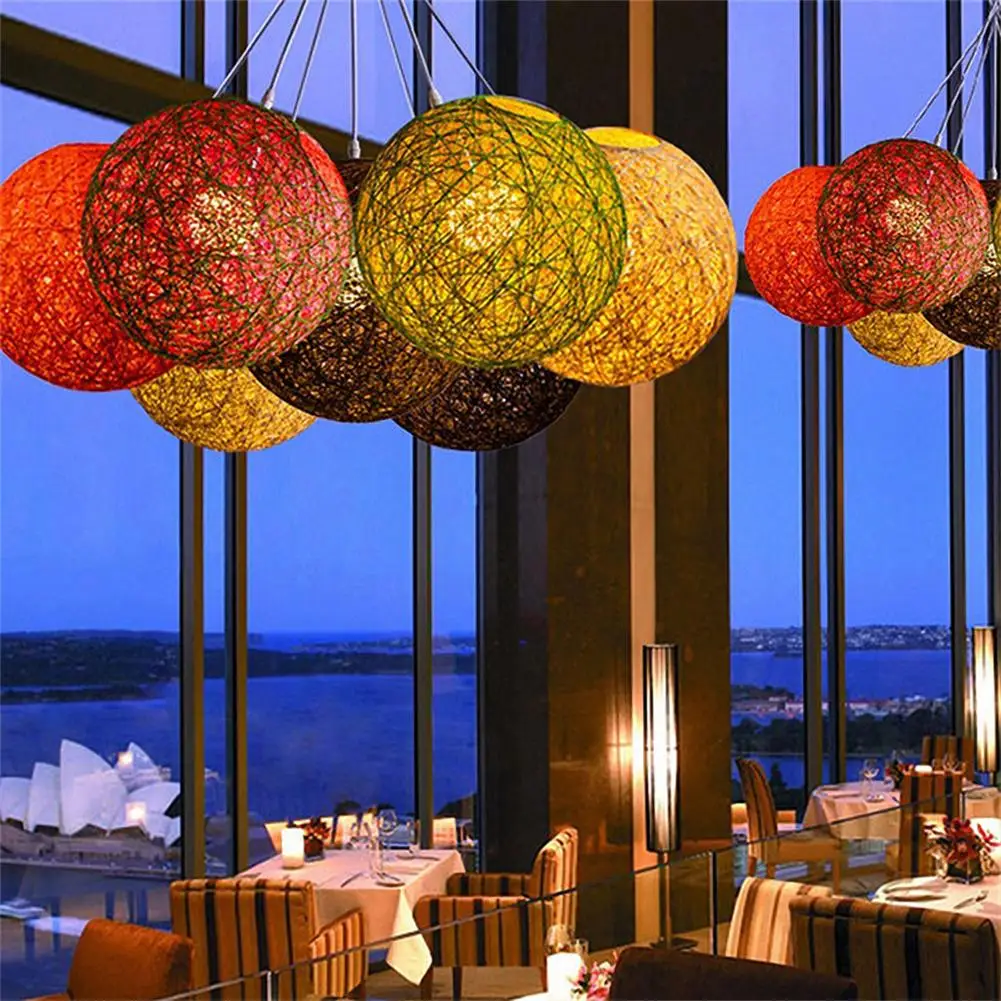 

Adeeing Round Concise Hand-woven Rattan Vine Ball Pendant Lampshade Light Lamp Shades Light Accessories(15cm Diameter) zk25
