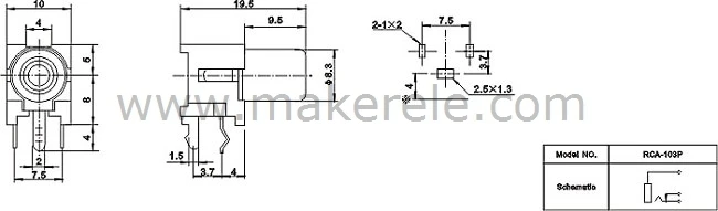 RCA-103P печатного монтажа AV 1 контактный разъем RCA гнездо/RCA DVD VCD ТВ AV разъем/AV контактный разъем 30 шт./лот