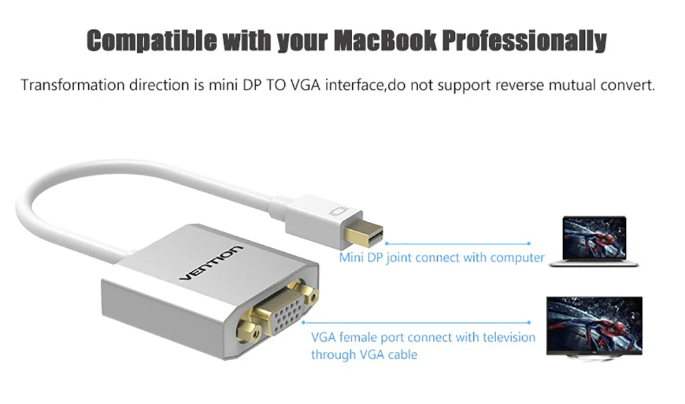 Vention Thunderbolt Mini DisplayPort-VGA Converter Мини DP мужчин и женщин VGA Кабель-адаптер для MacBook Air Pro iMac mac