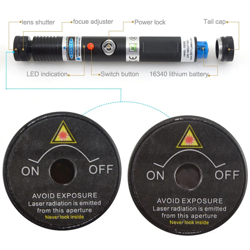 CWLASER реальная мощность ручной 520nm Фокусируемый Зеленый лазерный указатель с замком+ спичка-освещение Астрономия Лазер сжигания(черный