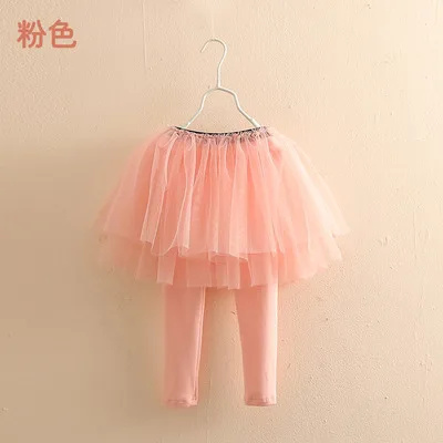 Г. Весна-осень-лето, модная однотонная Кружевная юбка-леггинсы для детей от 2 до 10 лет юбка-брюки для танцев для маленьких девочек - Цвет: Розовый