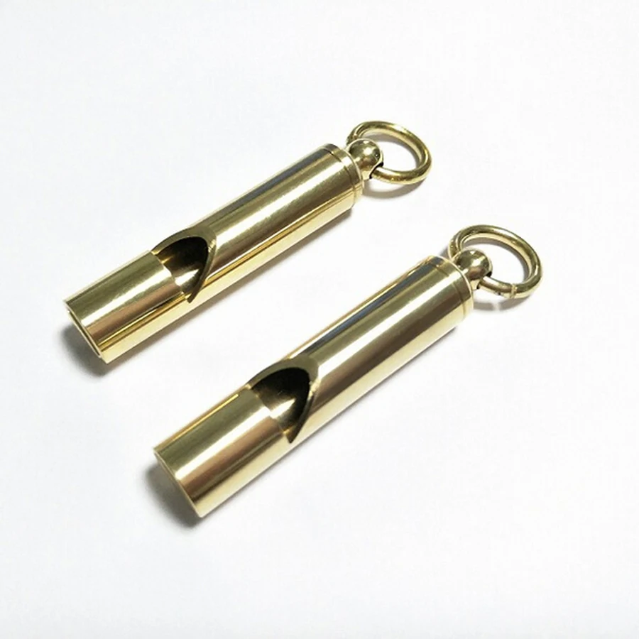 

High Quality Brass Handmade Survival Whistle With Keyring Vintage Referee Whistle Outdoor Camping Hiking EDC Tool FW142