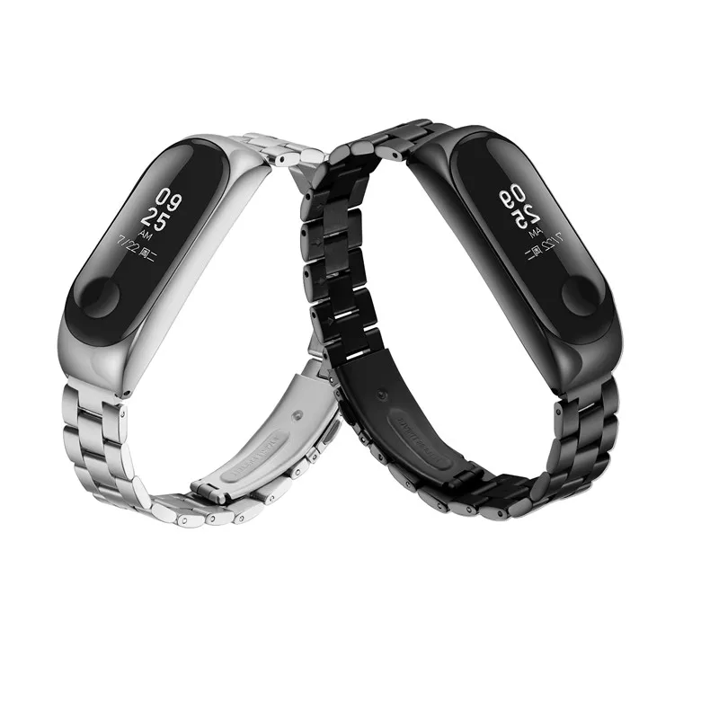 

Stainless steel metal smart watch wristband for xiaomi Mi Band 3 bracelet without screw stainless steel for xiaomi 3 Smart strap