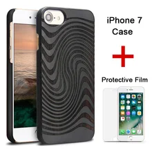 for iPhone 7 Case Cover for iPhone 7 Plus 4.7” 5.5” Natural Wood Cases with Tempered Film Protective Cover for iPhone 7 7plus