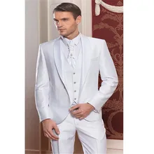 Высокое Качество Одна Кнопка Уголь Жених Смокинги Пик Нагрудные Groomsmen Лучший Мужчина Свадьба Пром Костюмы(Куртка+ Брюки+ жилет+ Галстук