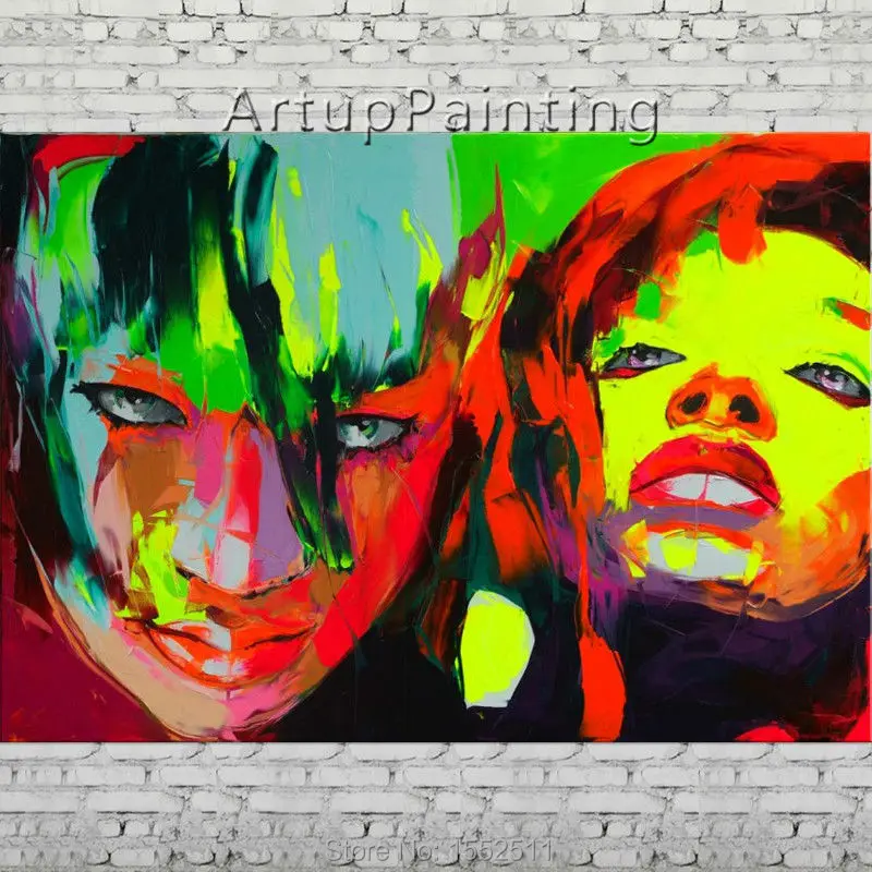 

Palette knife portrait Face Oil painting Character figure canva Hand painted Francoise Nielly wall Art picture 06-10-5f2