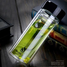 Бизнес 350 мл бутылка для воды Автомобильная установленная Прихватки стеклянные бутылки для воды с фильтром из нержавеющей стали кружка для заваривания чая мужской