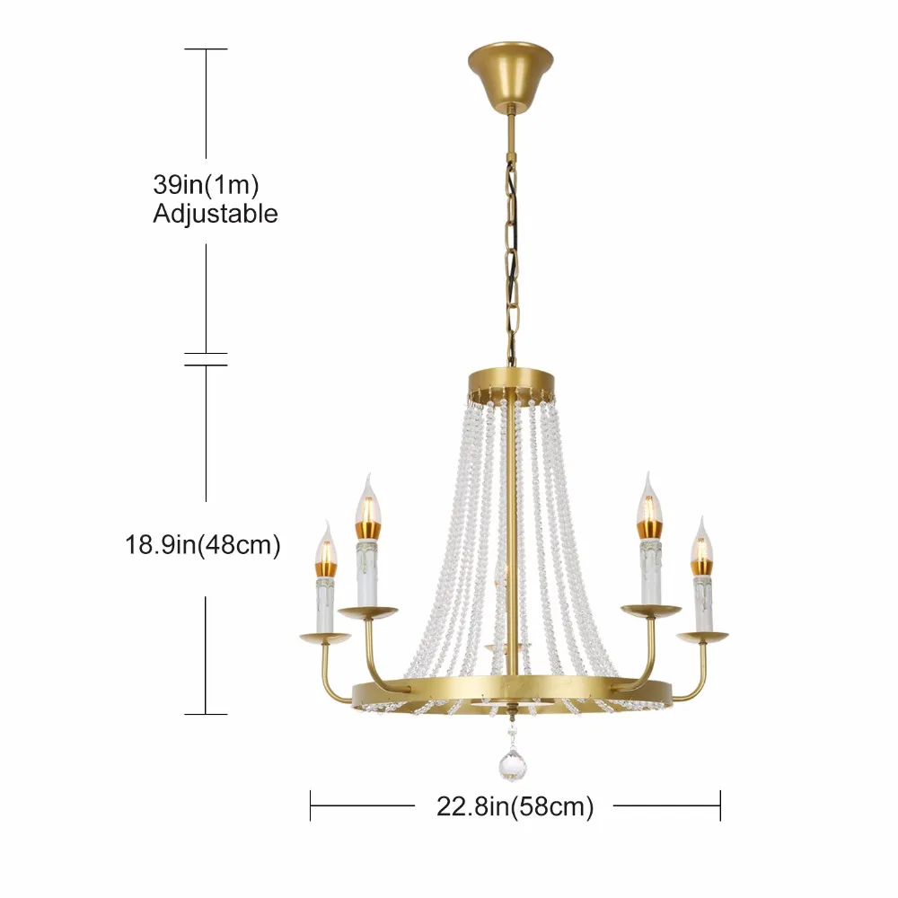 Ganeed Современные Люстры, 5-свет хрустальной люстры, круглые домашнего освещения для Гостиная столовая Спальня прихожей, золото