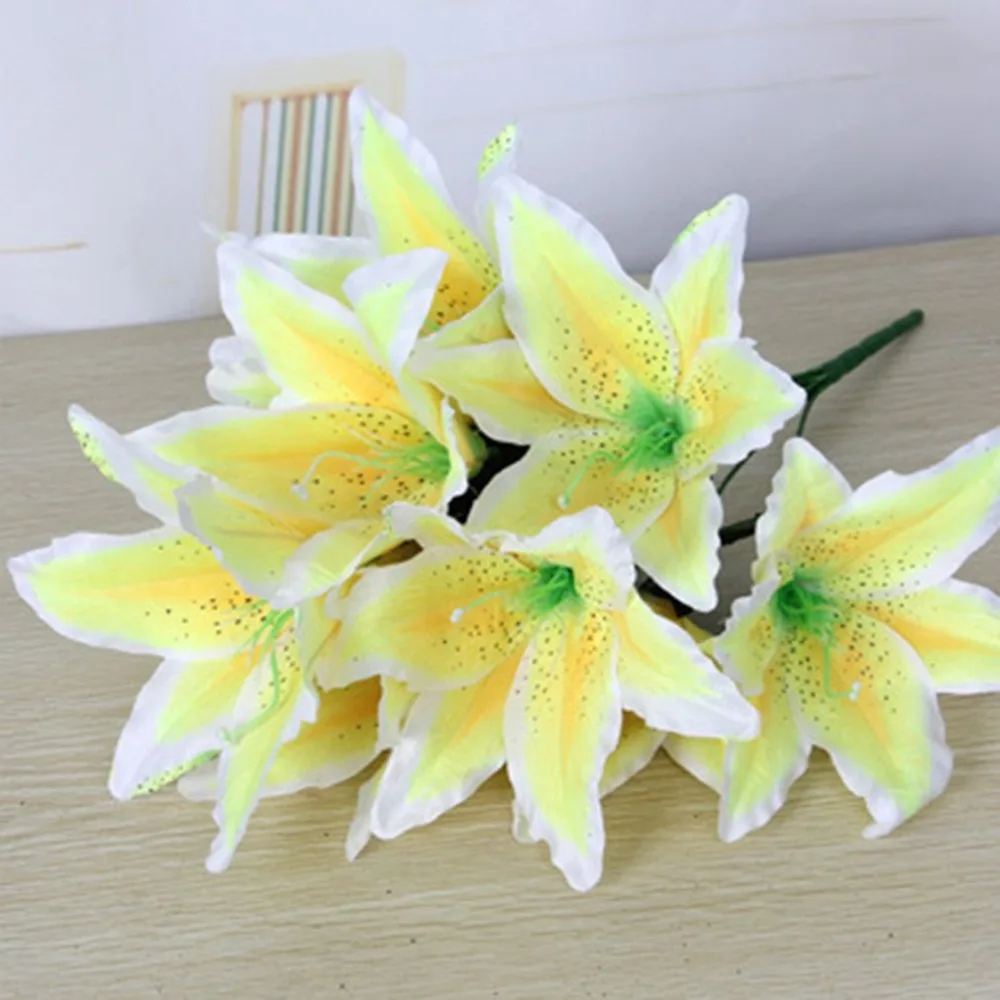 European Artificial Silk Flower Heads Simulation Lily Flowers DIY