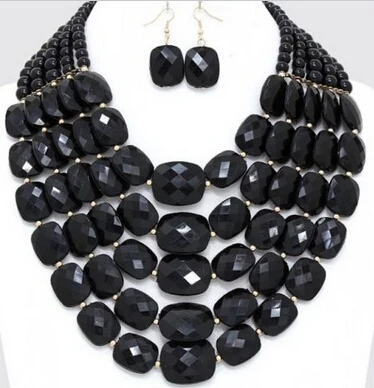 

HOT Sell* s3389 VERY BLACK Pearl Long Row Multi Layered Strand Bead Necklace (B0409)