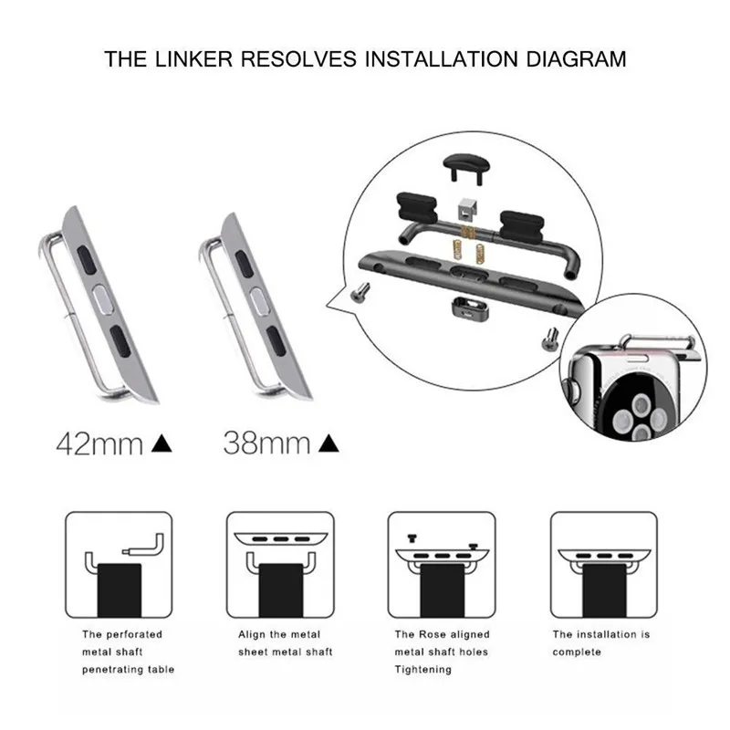 BUMVOR 2 шт. аксессуары для часов из нержавеющей стали для Apple ремешок-адаптер для наручных часов 38 мм разъем для ремешка 42 мм для iWatch серии 3/1/2
