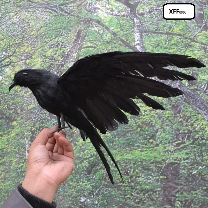 

new simulation wings crow model foam&furs wings black crow bird doll gift about 25x45cm xf0403