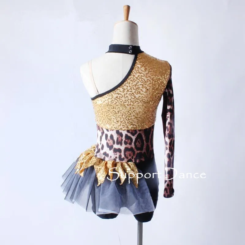 Irregular Leopard Print Latin Dress Children Adult Cool Jazz Modern Contemporary Dance Costume C305 Irregular Leopard Print Latin Dress Children Adult Cool Jazz Modern Contemporary Dance Costume C305