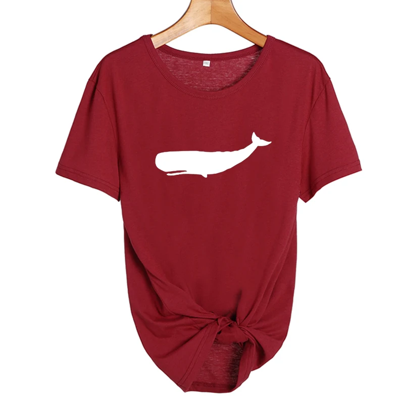 Футболка с рисунком Кита Моби Дик, женские футболки с милым принтом, женские топы с океанским животным, Harajuku, Повседневная футболка для женщин