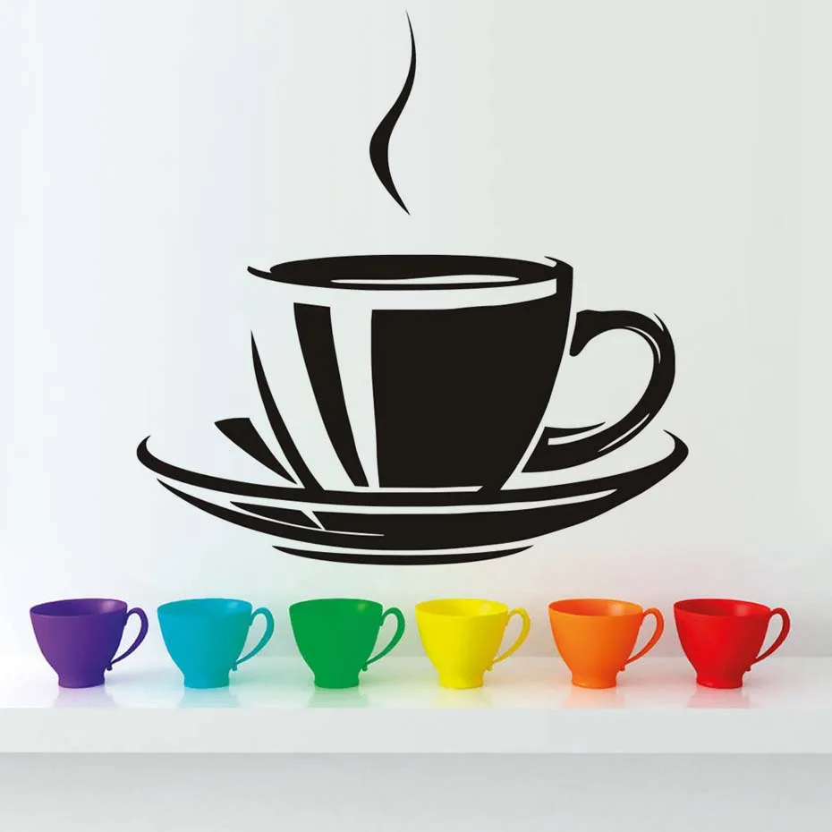 

Big Coffee Cup Vinyl Wall Sticker For Kitchen Modern Home Decor Removable Wallpaper Dining Room Wall Art Decal For Restaurant