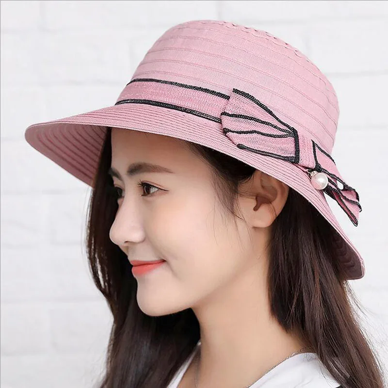 

2018 Ladies Summer Hats With Brim New Brand Straw Hats For Women Beach Sun Hats Sun protection chapeau femme,chapeu de praia