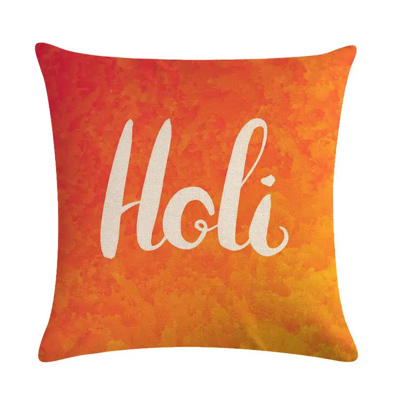 Happy Holi Festival of Color наволочки индийские льняные хлопковые 45X45 см Наволочки