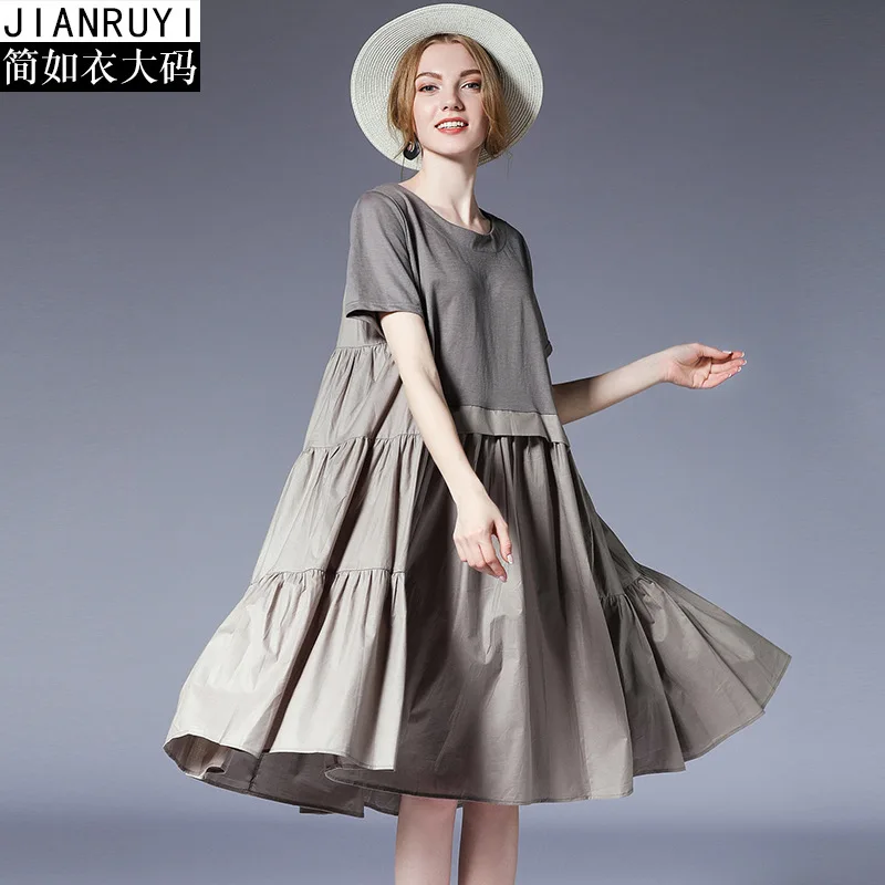 Grote jurk plus size robe courte 2019 zomer boheme femme bloemen oversized casual boho jurken voor vrouwen 456XL grijs losse Grote jurk plus size robe courte 2019 zomer boheme femme bloemen oversized casual boho jurken voor vrouwen 456XL grijs losse