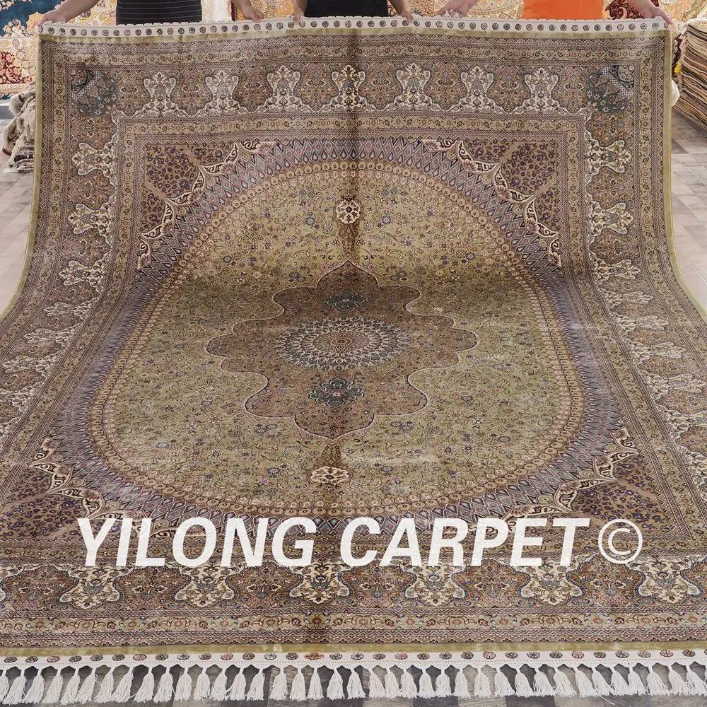 Yilong 9'x12' Hand knotted Persian Classic Rugs Turkish Antique Silk
