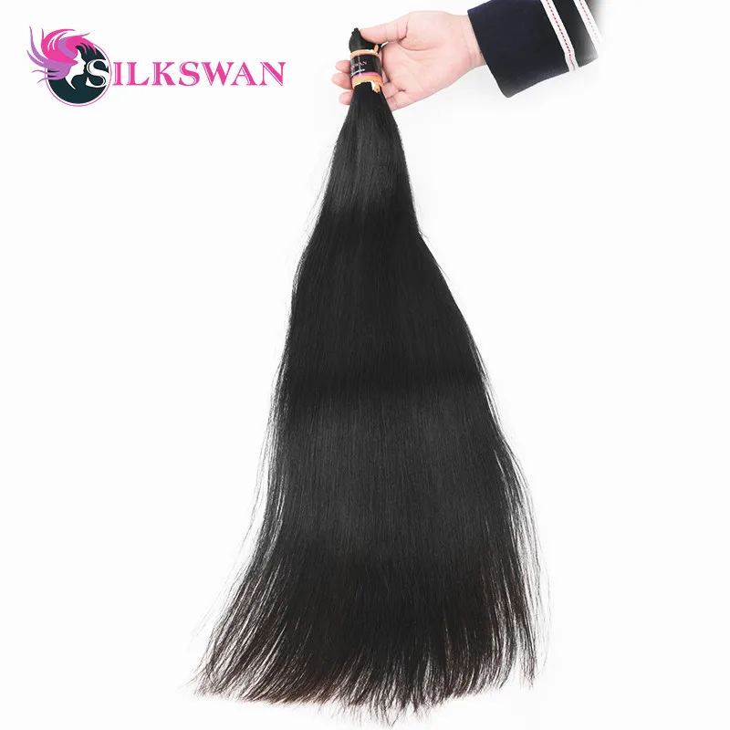

Silkswan Product Brazilian Human Hair Straight Virgin Hair Extensions 20-28 Inch Natural Color Hair Bulk Free Shipping