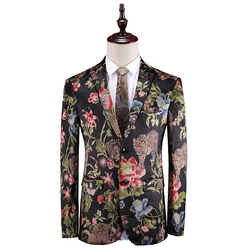 Super Quality Flower Printed Prom Suit Jacket Mens Blazer 2019 Spring Slim Fit Blazer Mascculino Blazer Male 12#35D50 Super Quality Flower Printed Prom Suit Jacket Mens Blazer 2019 Spring Slim Fit Blazer Mascculino Blazer Male 12#35D50