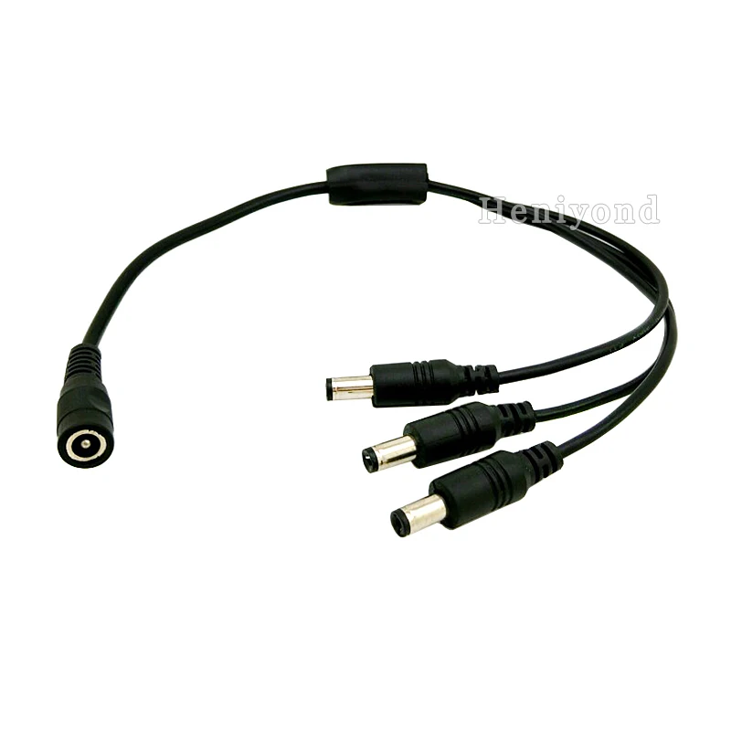 2pcs DC Power Plug 5.5mmx2.1mm 1 Female to 3 Male Splitter Adapter Connector Cable For CCTV Camera LED Strip Light free shipping