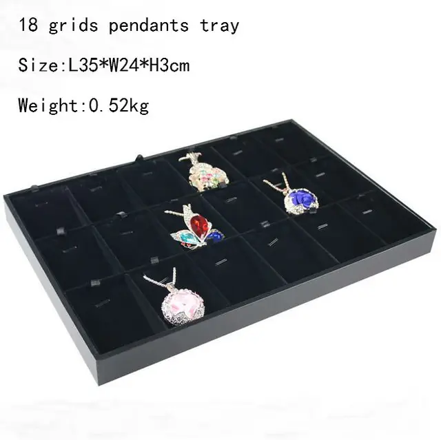 Hot Selling PU Frame Velvet Jewelry Organizer Jewellery Display Ring Box Necklace Earring Holder Various Models for Option 18 card pendant tray