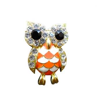 

Cute Rhinestone Enamel Birds Owl Brooch Pin