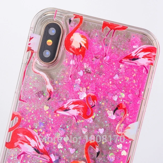 Чехол C ku для Iphone X 8 7 6 6s Plus I8 зыбучий песок жидкий Фламинго Pc Tpu цветок алмаз