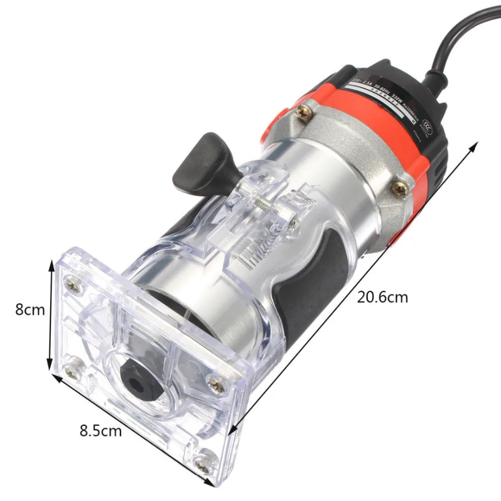 1/4'' Electric Hand Trimmer Wood Router Trimmer 530W Electric Woodworking Trimmer Wood Edge Router Tools