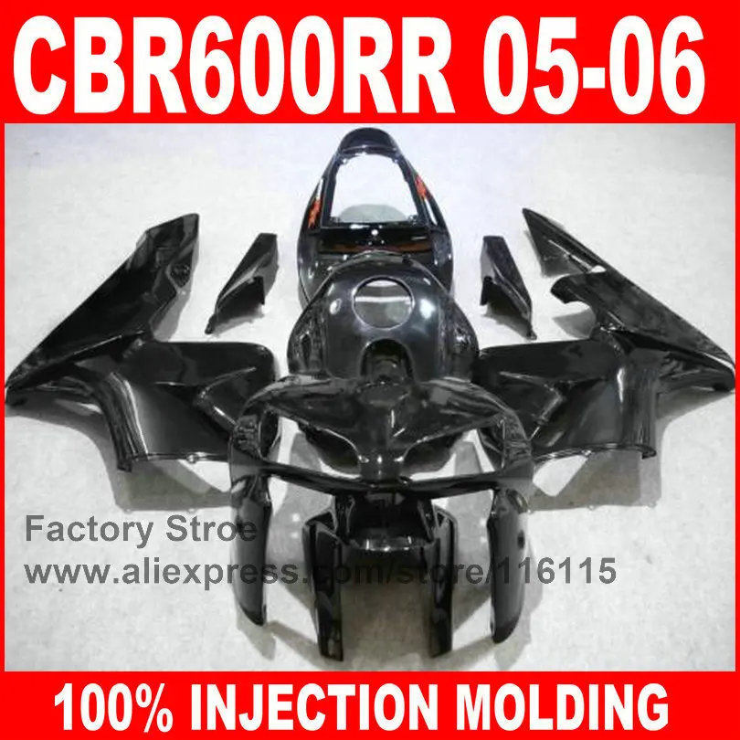 

Custom free Injection Molding parts for HONDA 2005 2006 CBR 600RR 05 06 CBR600RR fairings full glossy black body fairing kits