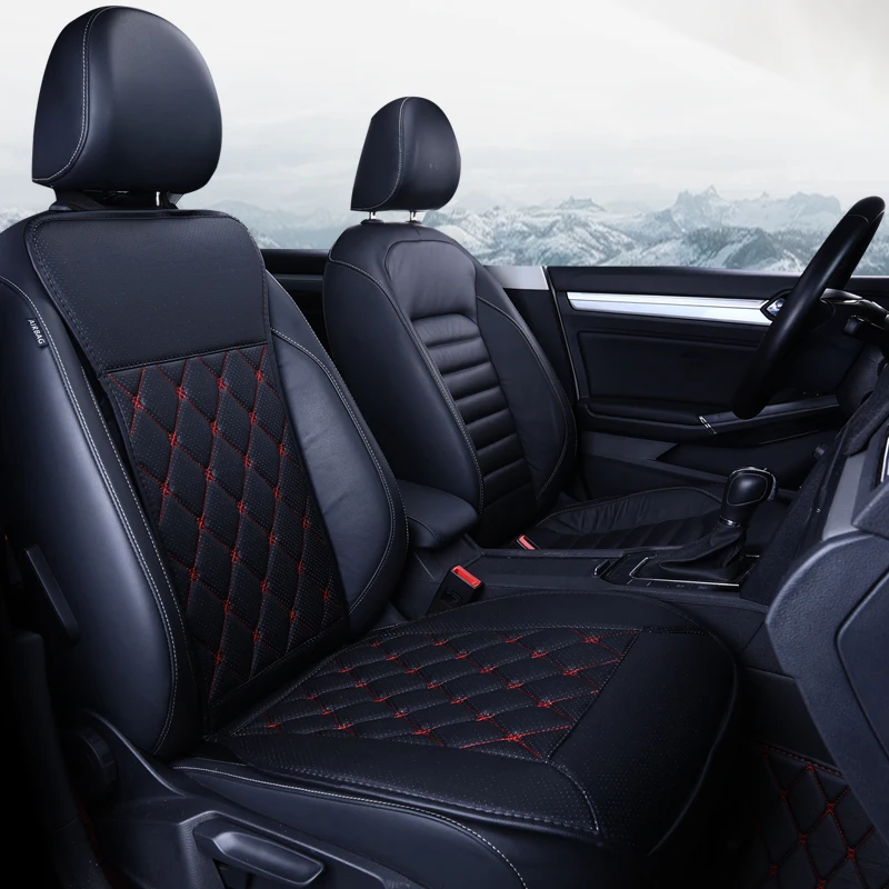 

2018 new arrival pu leather breathable car seat cushion fit for most car not moves universal seats covers non slide easy install
