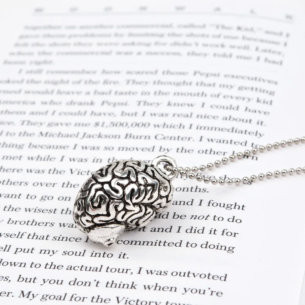 

DoreenBeads New Fashion Necklace Ball Chain Antique Silver Cerebrum /Brain Human Body Pendant 70.0cm(27 4/8") long, 1 Piece