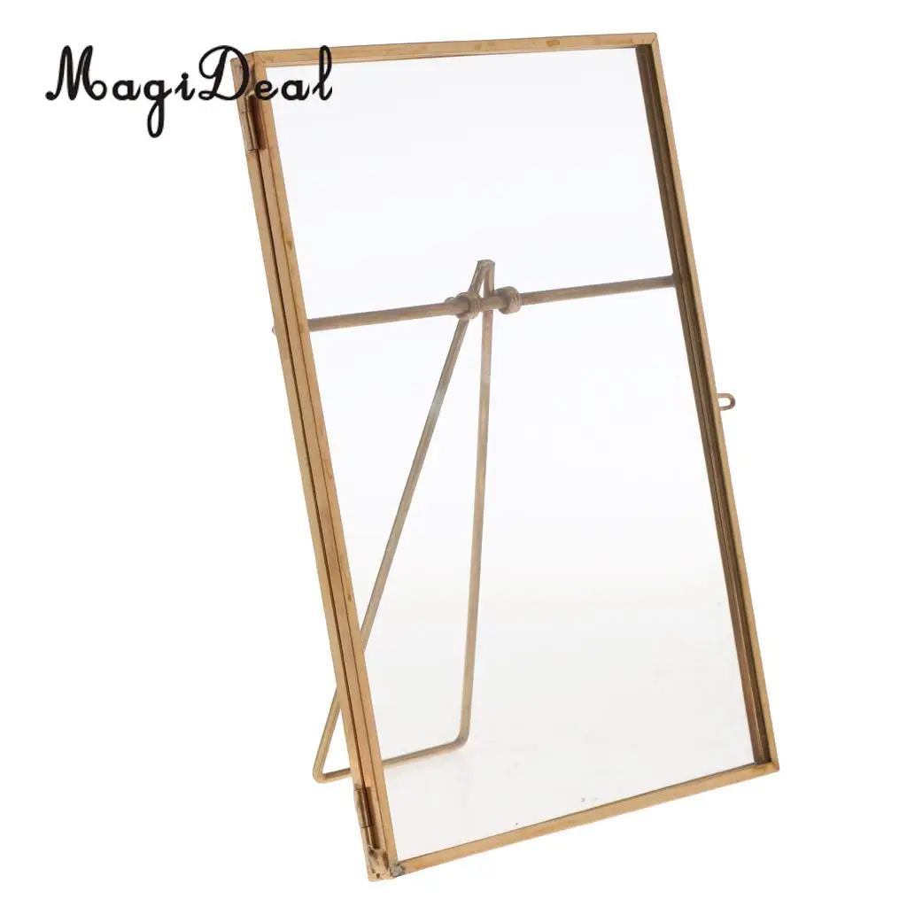 

Vintage Metal & Glass Freestanding Photo Display Picture Frame Portrait Holder Tabletop Home Decoration Novelty Gift