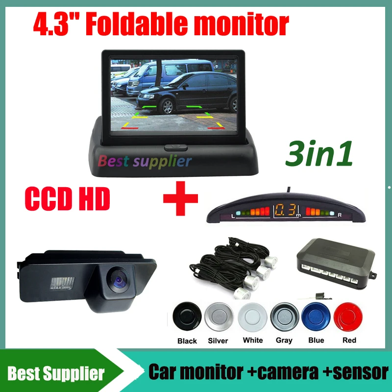 

parking sensor + Car rear view parking camera for VW passat PHAETON GOLF 4 5 6 MK5 MK6 EOS POLO BEETLE LUPO LEON Altea + monitor
