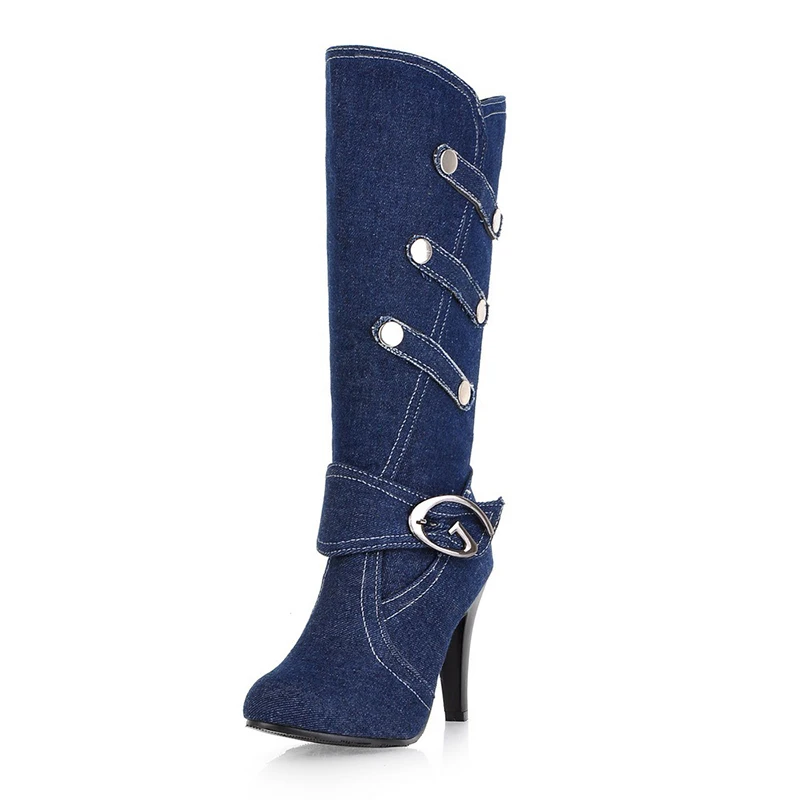 jean heels boots