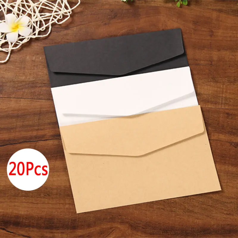 DELVTCH 20pcs/set Black White Craft Paper Envelopes Vintage Retro Style Envelope For Office School Card Scrapbooking Gift