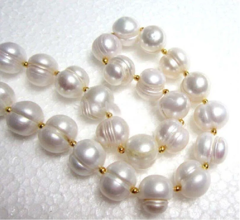 

very good huge 12-14mm AAA natural south sea white baroque pearl necklace 18" 14k Silver hook Wholesale Jewelry necklaces (A0511