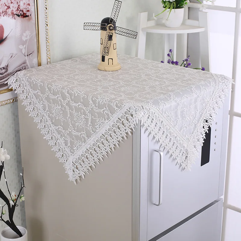 

Home Decorate Table Cloth Art White Cover Lace Tablecloth Tea Coffee Table Cloth TV Microwave Oven Refrigerator Dust-free Towels