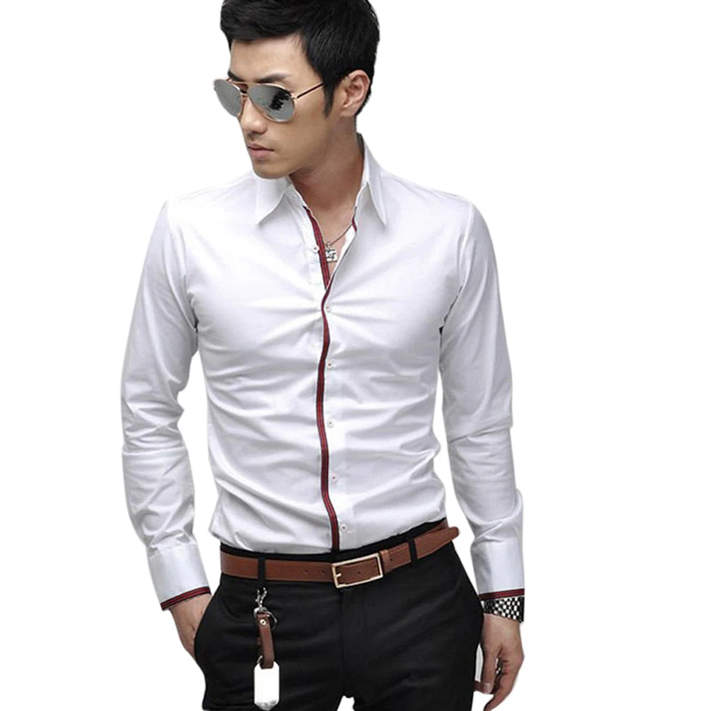 Роскошная брендовая мужская рубашка 2018 модный дизайн нежелезный длинный рукав мужские Рубашки повседневные стильные, утонченные