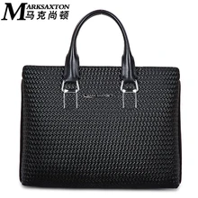 Роскошный Британский Королевский же кожа Для мужчин Сумки модные тканым узором 4 слоя дизайн коровьей Разделение кожа Бизнес Портфели