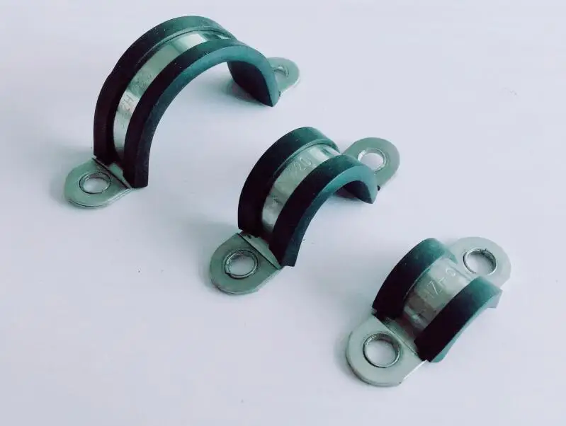 

5pcs 20/22/25/28/30/32/35/38/40/42/45/48mm rubber clamping band 304 stainless steel Saddle band hose clamp U Pipe antirust clamp