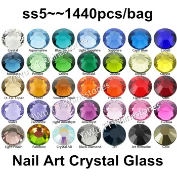 

Super Shiny 1440PCS SS5 (1.7-1.9mm) Glitter Non Hotfix Crystal Multi Colors 3D Nail Art Decorations Flatback Rhinestones